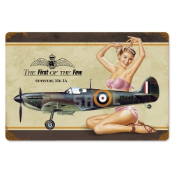 SPITFIRE PIN UP METAL SIGN 18X2