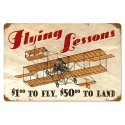 FLYING LESSONS METAL SIGN 18X12