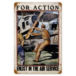 FOR ACTION METAL SIGN 12X18