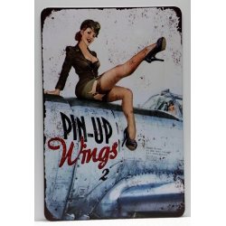 PIN-UP WINGS PINUP GIRL VINTAGE METAL SIGN 20x30