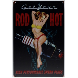 RED HOT PINUP GIRL VINTAGE METAL SIGN 20x30 cm