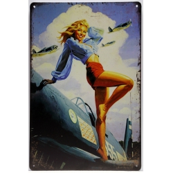 PIN-UP WINGS PINUP GIRL VINTAGE METAL SIGN 20x30