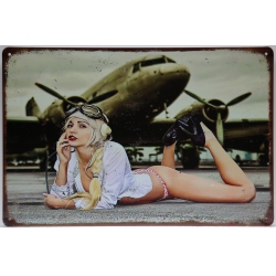 MILITARY THEME PINUP GIRL VINTAGE METAL SIGN 30x20
