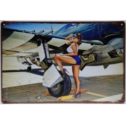 MILITARY THEME PINUP GIRL VINTAGE METAL SIGN 30x20