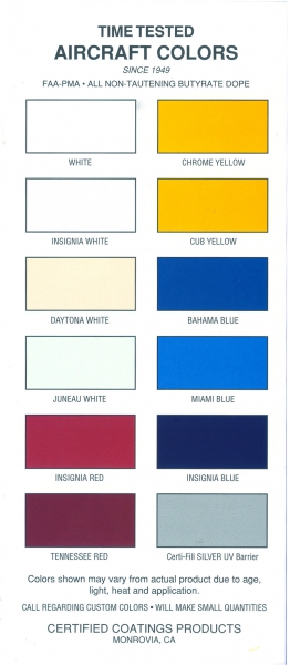 COLOR-BOND COLOR CHART from Aircraft Spruce Europe