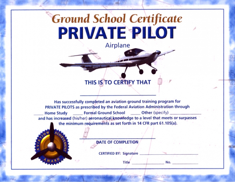 ASA Private Pilot Ground School Certificate From Aircraft Spruce Europe